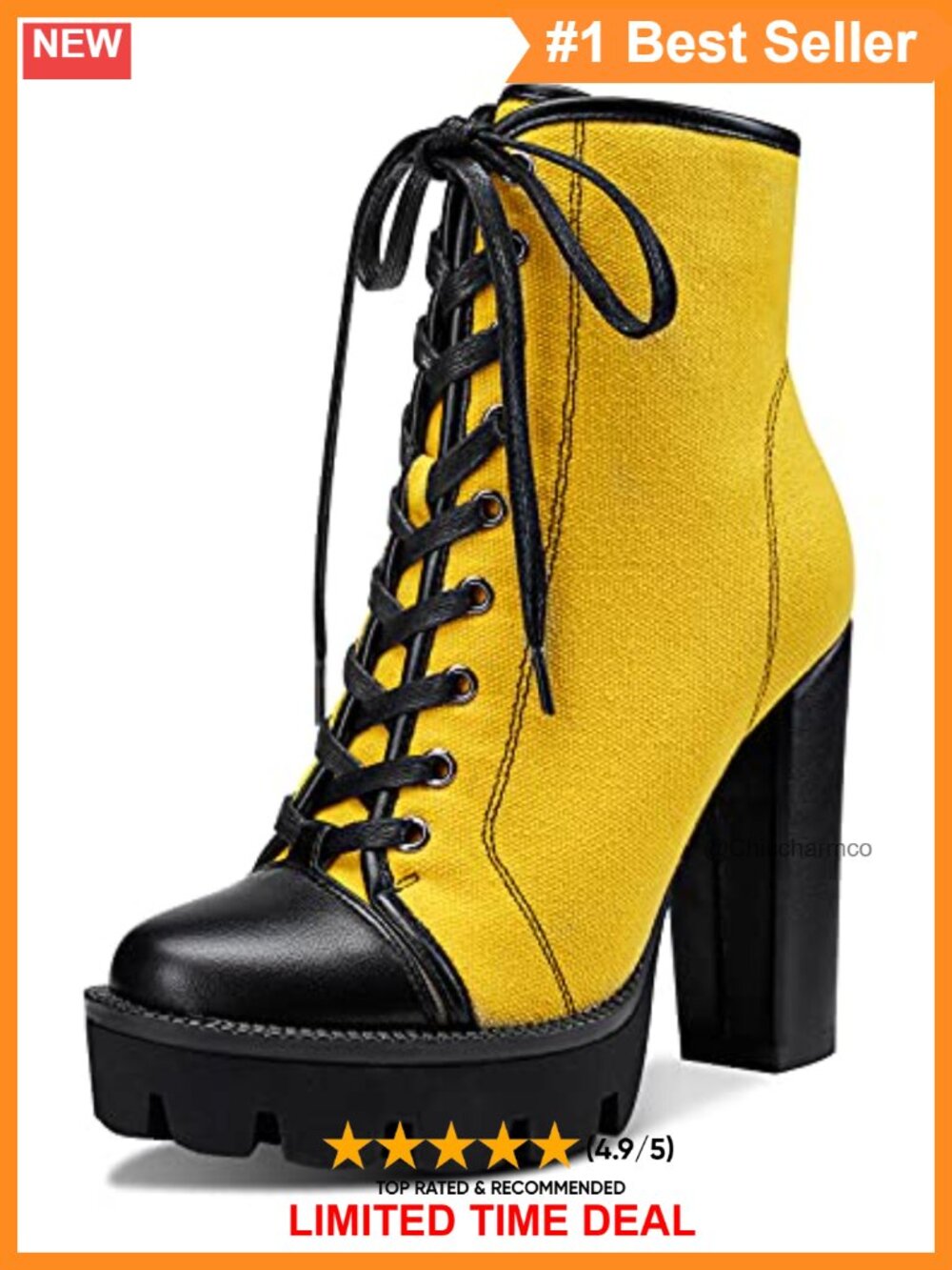 Platform Lace Up Ankle Booties Chunky High Heel Round Toe Zipper Boots